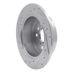 Lexus ES300H Brake Rotor (1) - Rear Right - R1 Concepts - Drilled & Slotted - Silver - `12-`18